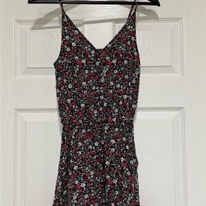 Divided Black and Pink Floral Romper